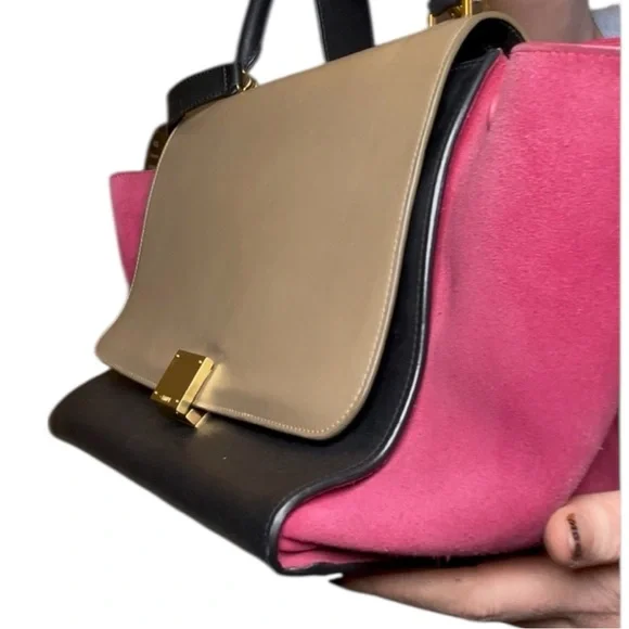 Celine Trapeze medium handbag in tricolor with wallet - Picture 3 of 6